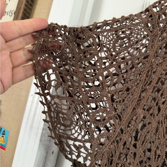 Unbranded Women’s Brown Crochet Open Front Cardigan XL. MH-114 - Picture 3 of 4
